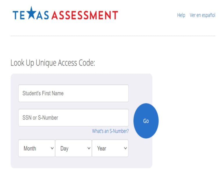 Texas assessment login page.